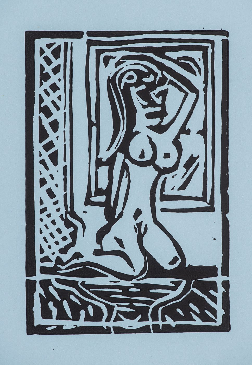 Frau vor Fenster - Blau