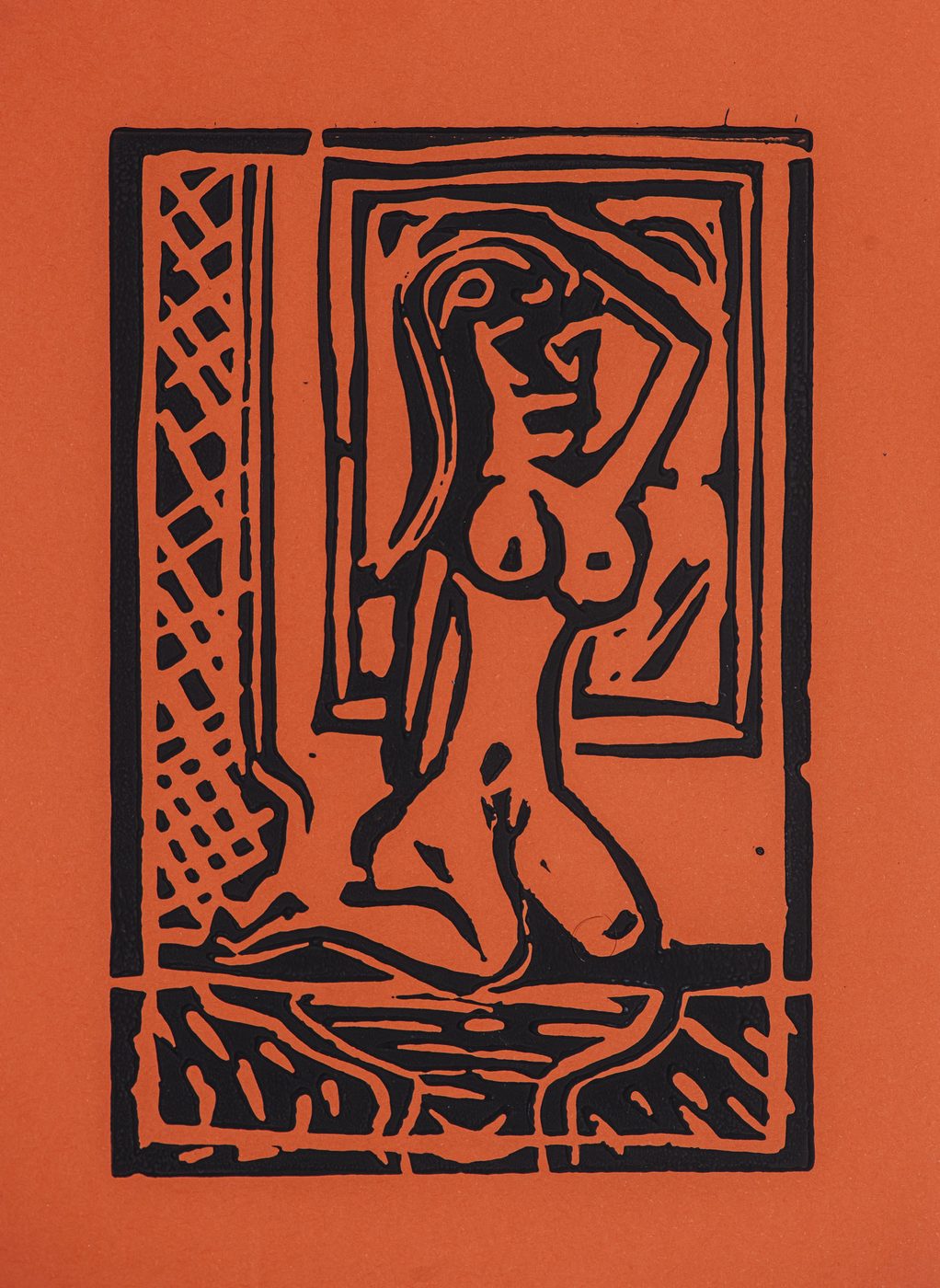 Frau vor Fenster - Rot